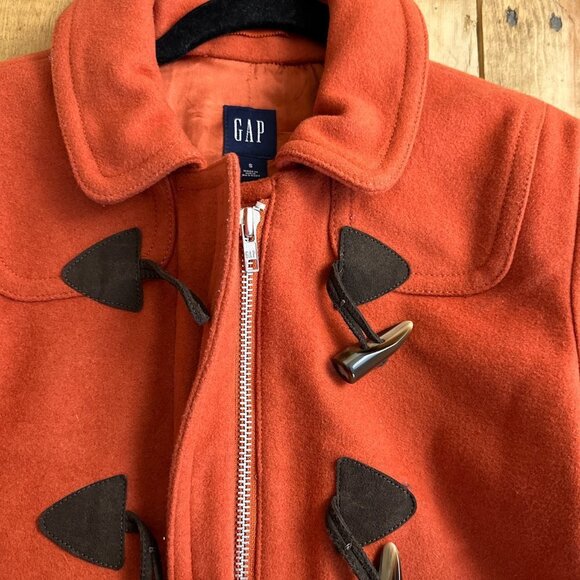 GAP Women's Orange Wool Blend Toggle Jacket‎ DUFFLE COAT S - Picture 4 of 9